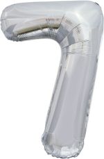 Шар (34"/86 см) Цифра, 7, ЭКО, Серебро, в упаковке 1 шт.