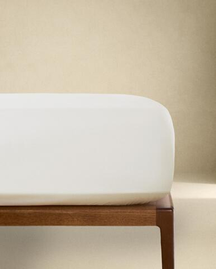 Zara Home - Простыня брюки из ситца, высота 30 см (800 нитей), экрю, 90х200х30 см