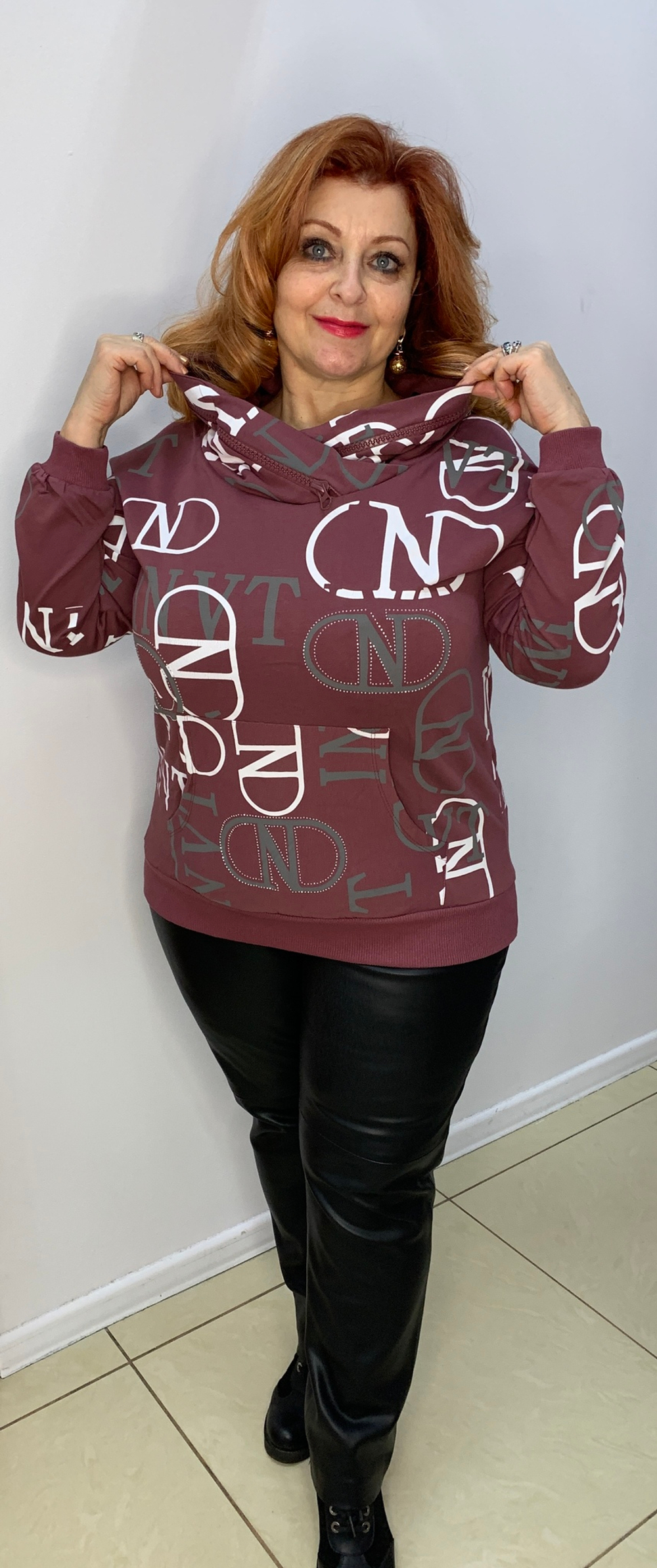 Худи-туника с двойным капюшоном на молнии