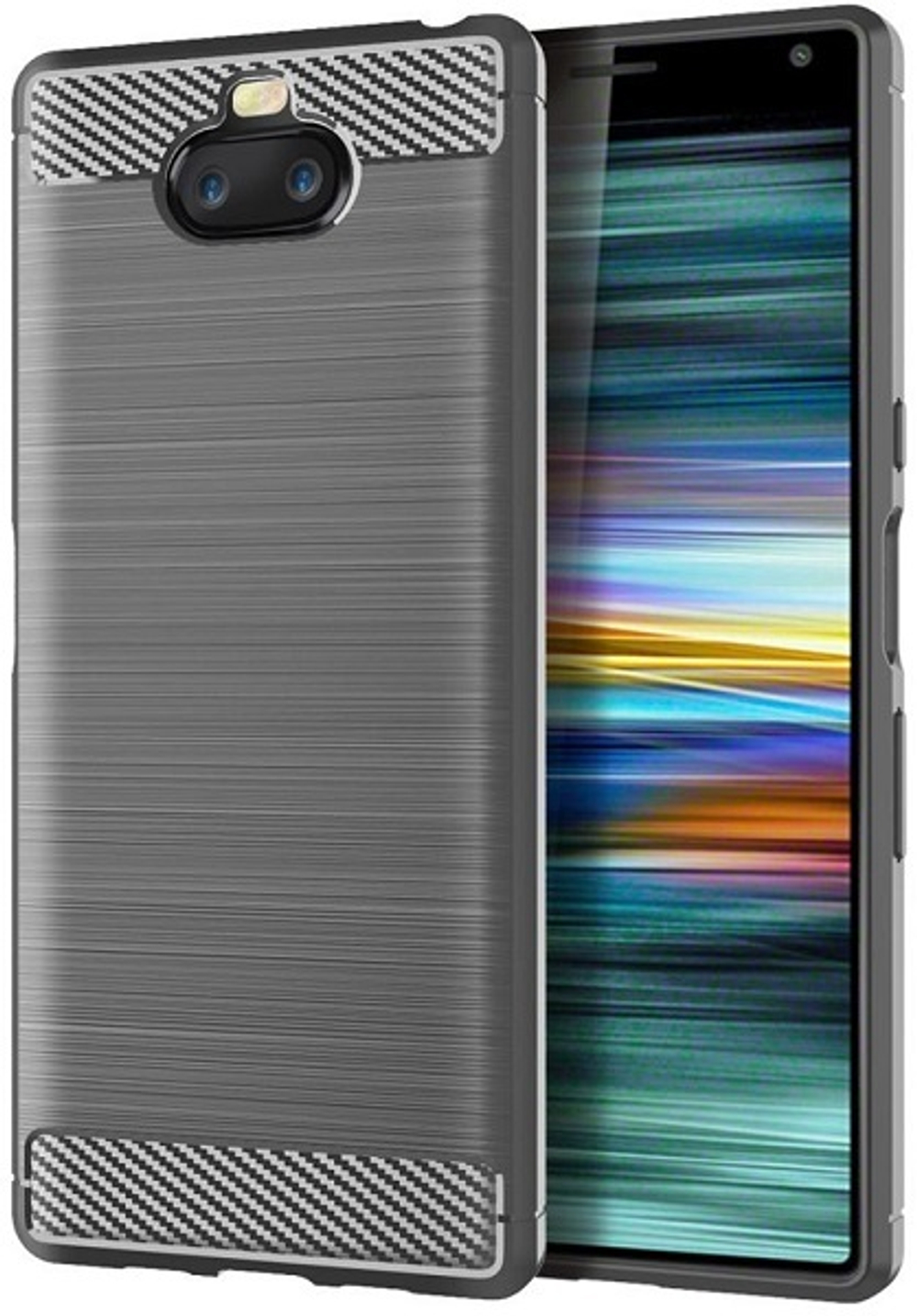 Чехол на Sony Xperia 10 цвет Gray (серый), серия Carbon от Caseport