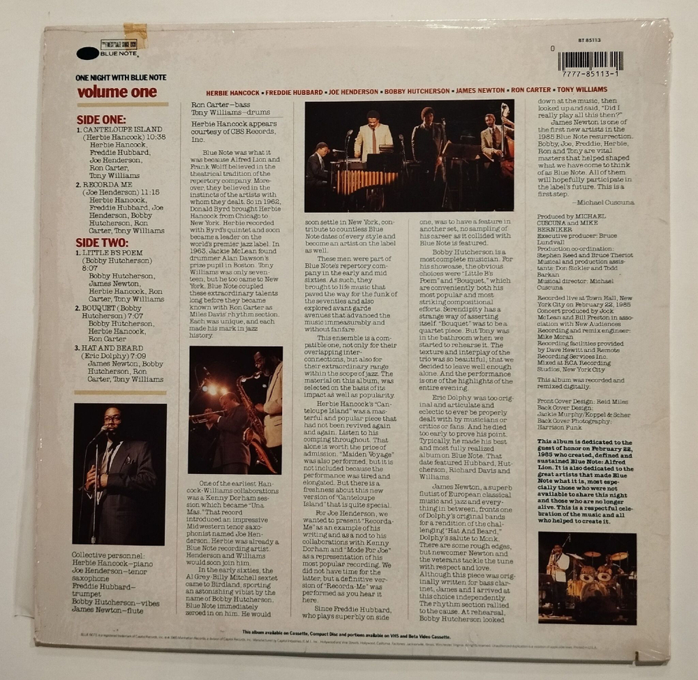 Винтажная виниловая пластинка LP One Night With Blue Note, Volume 1 (USA 1985) Blue Note