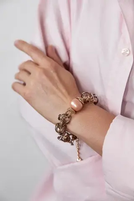 HMG 1131 peach Браслет Византия с жемчужиной 1,9 см арт.1390