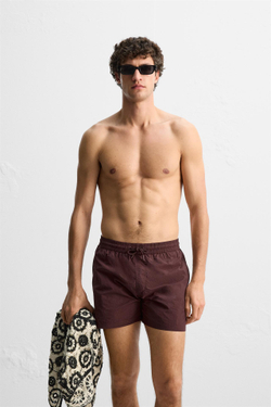 ZARA ПЛАВКИ ИЗ ВЫСОКОТЕХНОЛОГИЧНОЙ ТКАНИ, ГРАНАТОВЫЙ