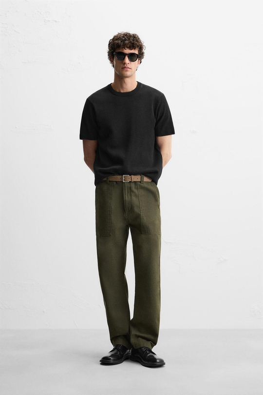 ZARA ФУТБОЛКА RELAXED FIT, ЧЕРНЫЙ