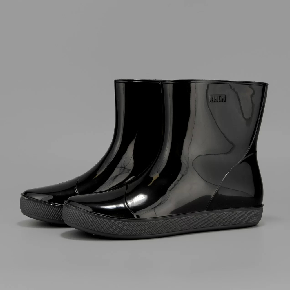 Полусапожки женские утепленные из ПВХ Nordman Alida ПС-24 УФ (флис), Черные с серой подошвой