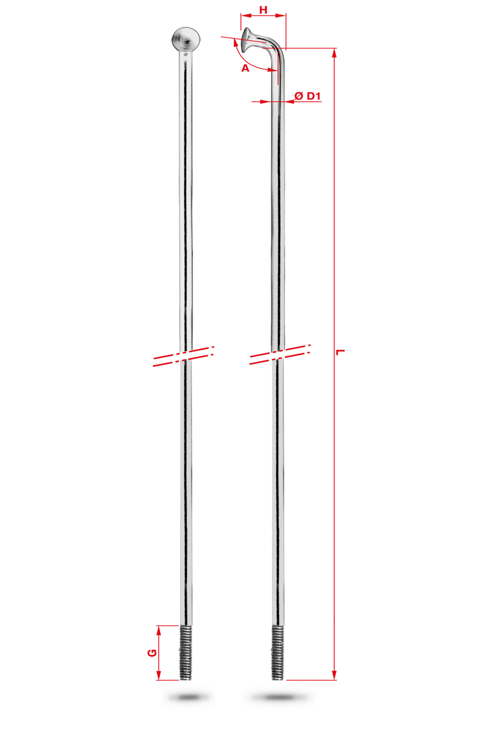 Спица Rodi Round St.Steel, серебристый, без ниппеля, 2,0X298mm