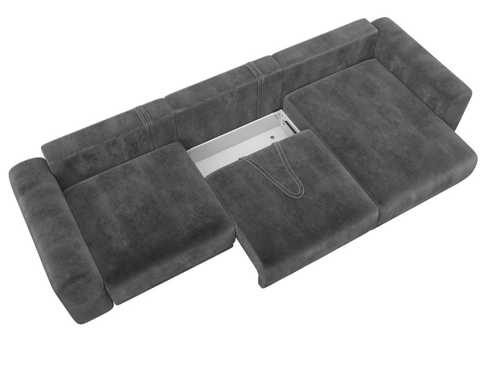 Диван угловой Лига-056 НПБ Лонг угол универсальный ВЕЛЮР TOWER 10 серый