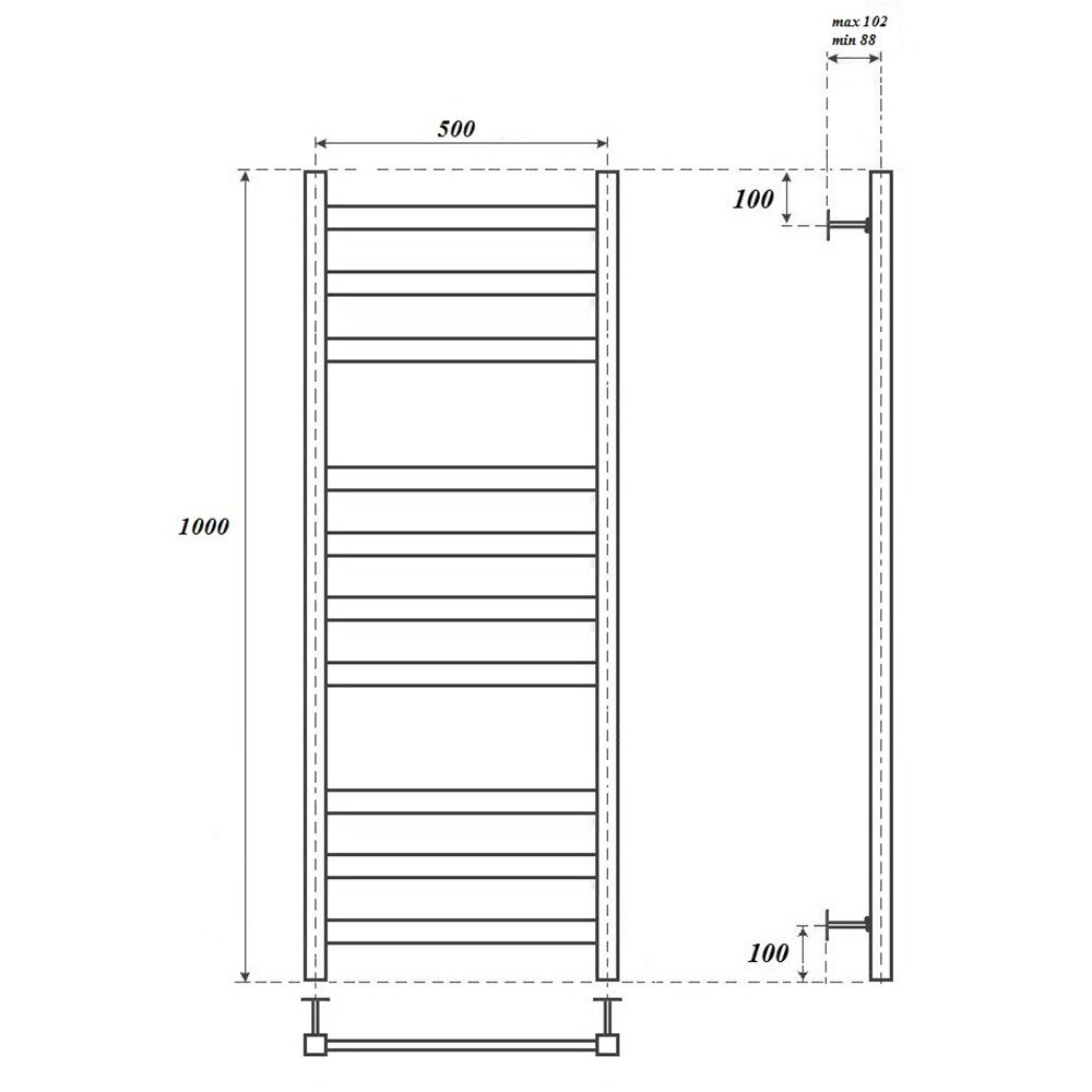 Полотенцесушитель водяной Point Меркурий PN83150W П10 500x1000, белый