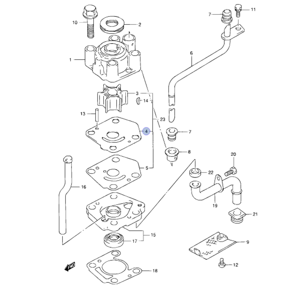 Пластина помпы Suzuki 9.9/15лс (оригинальный арт. 17471-93902)
