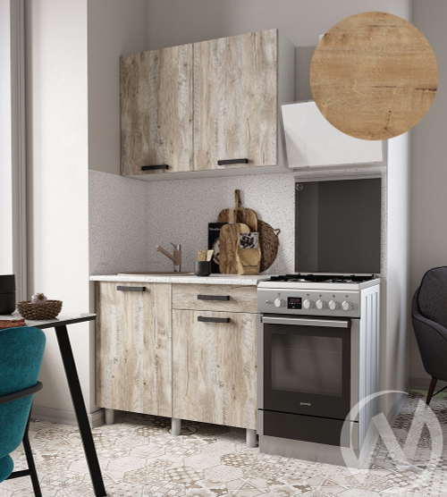 Кухня Элиана 1.0м (корпус белый/дуб юкон) 38мм дуб бунратти