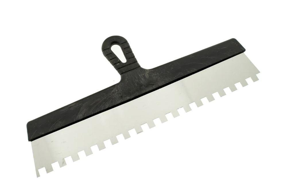 Шпатель зубчатый нержавеющий 450мм, зуб 12*12мм, ЧЕГЛОК (30)