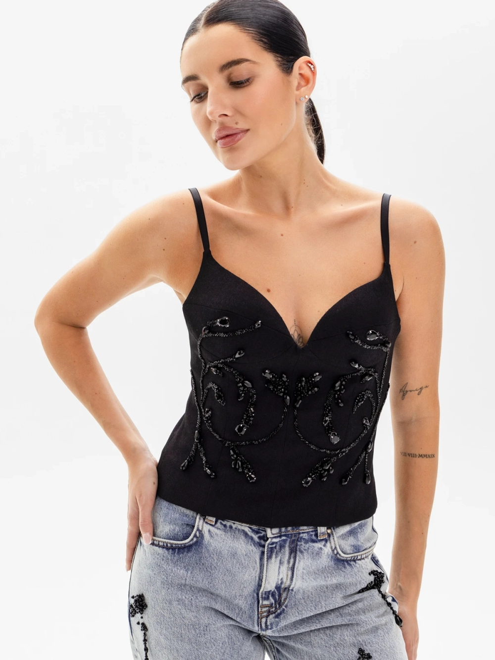 Топ-корсет GLITTER, черный