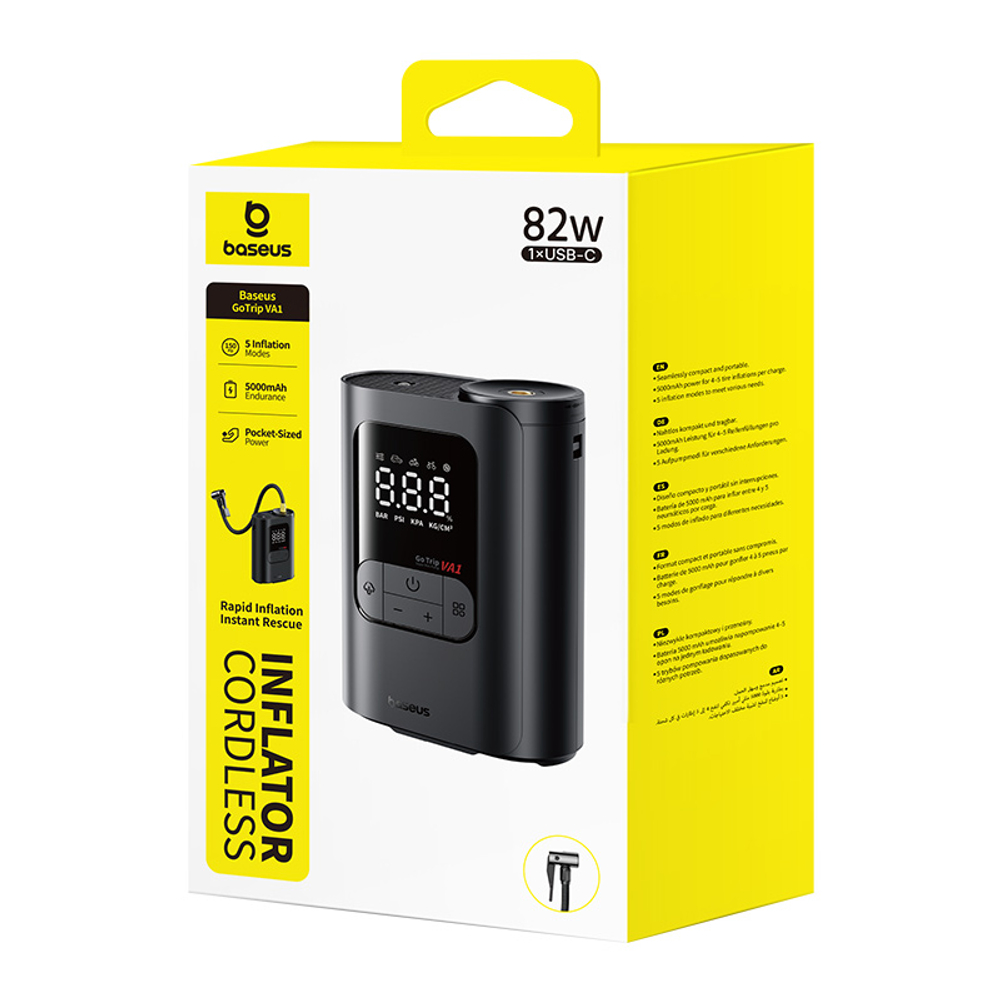 Автомобильный компрессор Baseus GoTrip VA1 Super Mini Wireless Inflator 19-Cylinder
