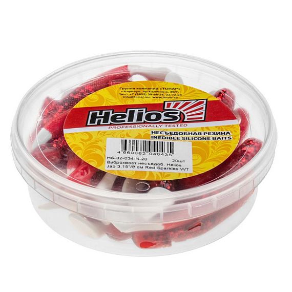 Виброхвост несъедоб. Jap 3,15&#39;/8 см Red Sparkles WT 20шт. (HS-32-034-N-20) Helios