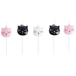 Свечи на пиках «Котенок принцесса», объёмные фигурки 5 шт