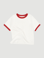 Футболка с контрастной окантовкой Mjölk Ecru/Cranberry