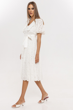 Хлопковое платье-миди с вышивкой