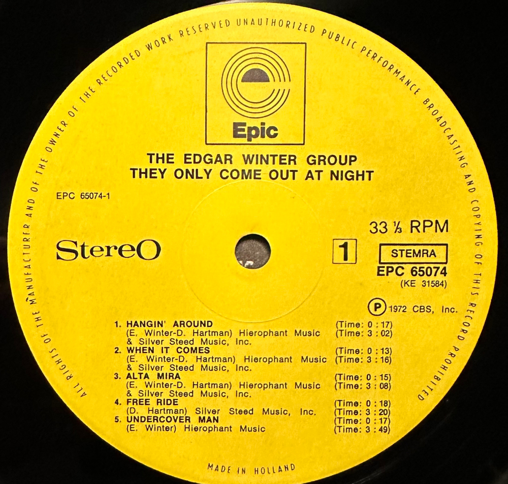 The Edgar Winter Group - They Only Come Out At Night (Голландия 1972г.)
