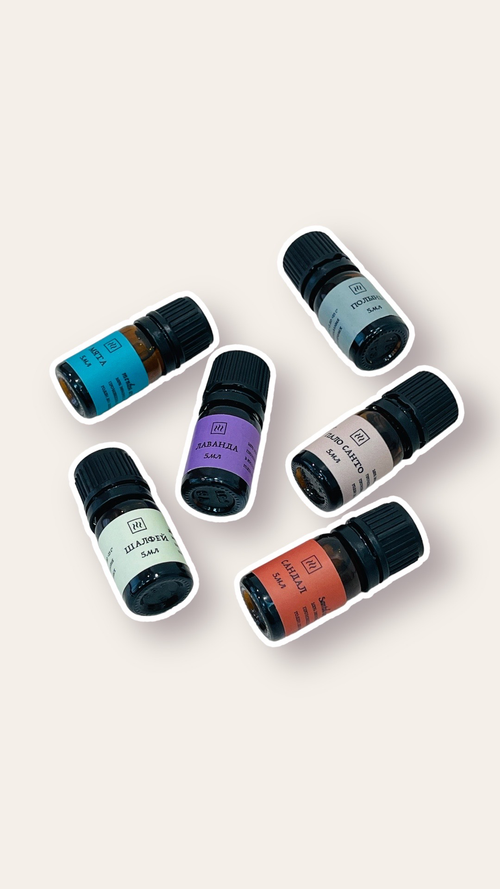 Набор эфирных масел (Пало Санто, Сандал, Шалфей, Полынь, Лаванда, Мята) по 5 мл