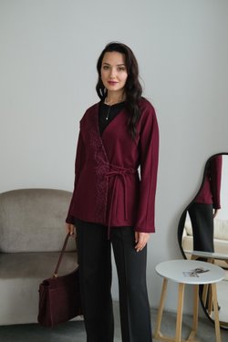 Кардиган из трикотажа джерси бургунди