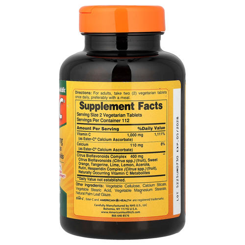American Health, Ester-C® с цитрусовыми биофлавоноидами, 225 вегетарианских таблеток