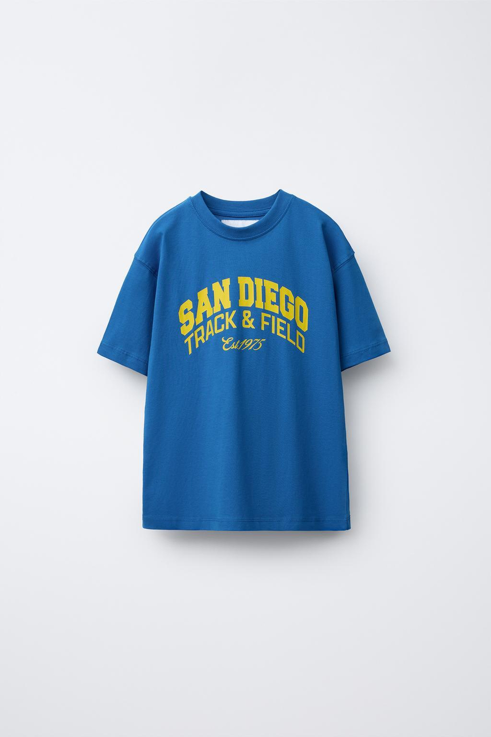 ZARA ФУТБОЛКА С ТЕКСТОМ VARSITY, ЯРКО-СИНИЙ