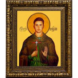 Евгений Родионов. Икона мученика воина на холсте.