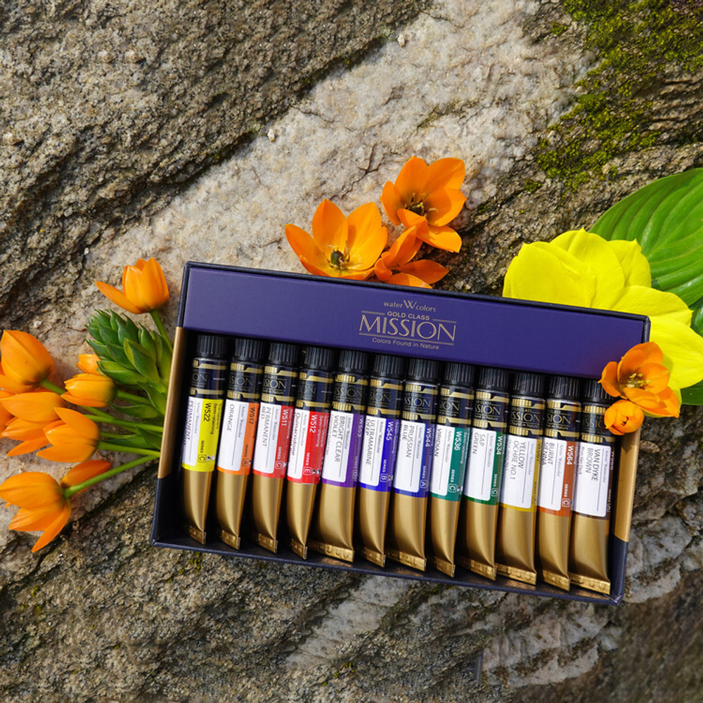 Mijello Mission gold Watercolor 7 ml 12 цветов