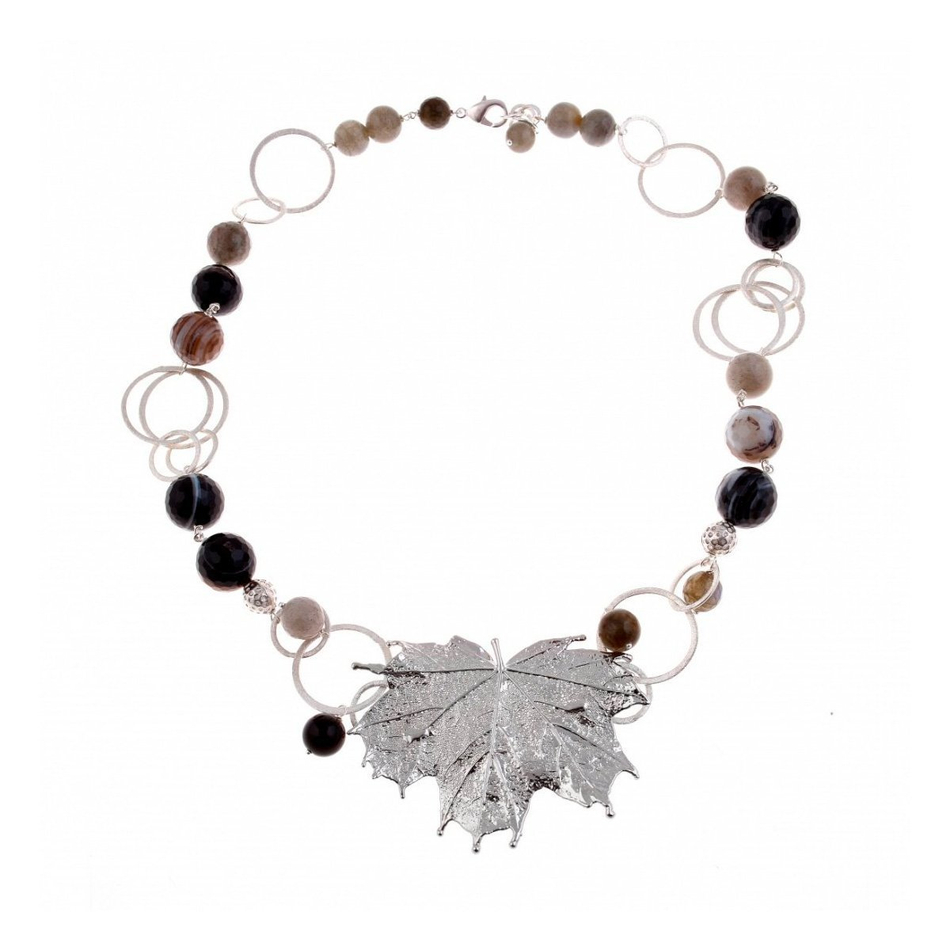 Колье лист Ester Bijoux Канадский Клён CL1060-S BW