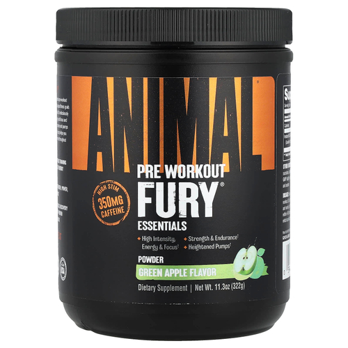 Animal, Fury® Essentials, перед тренировкой, зеленое яблоко, 322 г (11,3 унции)