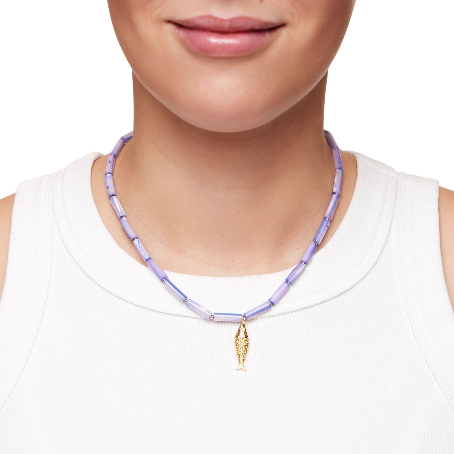 Колье Gold Fish Tube Necklace - Violet