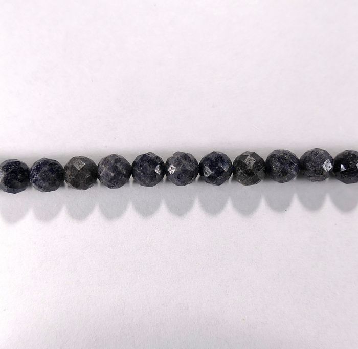 Бусина из корунда синего, класс AB, фигурная, 6 мм (шар, граненая)
