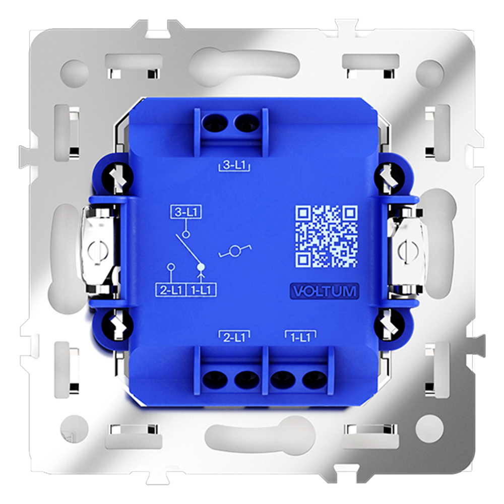 Проходной переключатель встраиваемый VOLTUM S70 одноклавишный 10А, (белый глянцевый)