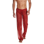 Мужские свободные брюки в крупный горох (Размер: S-M) (Цвет: красный с черным)