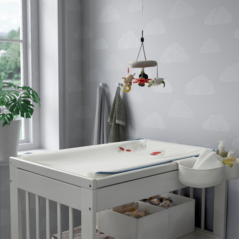 IKEA VÄDRA  (ИКЕА ВÄДРА)  -  Покрывало для пеленального коврика, кролики/белый, 48x74 см