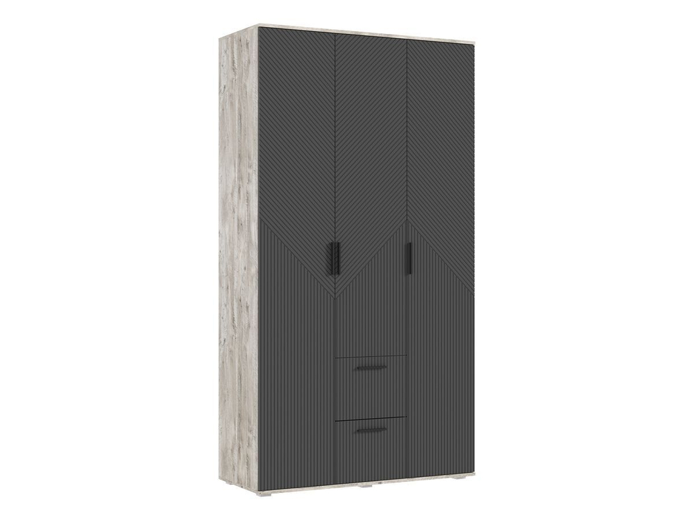 Шкаф для одежды распашной с полками и штангой 4 створки Браш Графит/Дуб Юкон 160х 51х 223 см