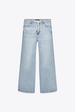 ZARA ДЖИНСЫ RELAXED СО СРЕДНЕЙ ПОСАДКОЙ — ZW COLLECTION, ГОЛУБОЙ