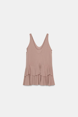 ZARA КОРОТКОЕ ПЛАТЬЕ С ВОЛАНАМИ, ЛОСОСЕВЫЙ