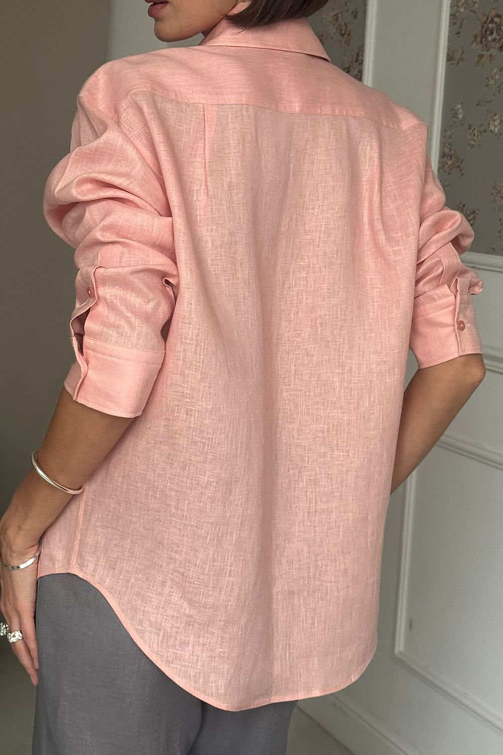 Рубашка Хельсинки розовый лен