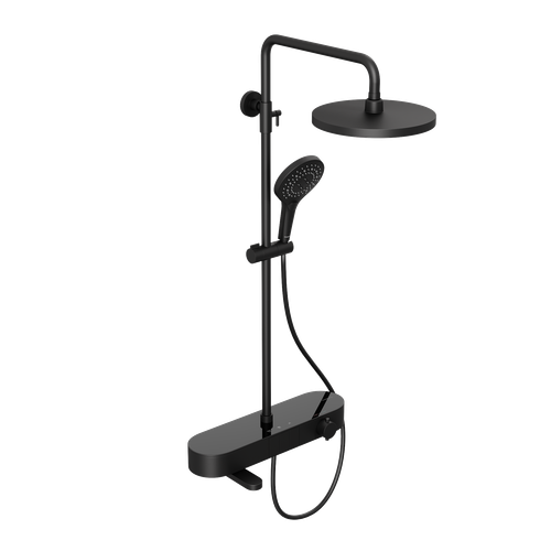 Душевая система Abelsberg Intensa SNS52655MB с термостатом и полкой для ванны и душа, вулканический черный