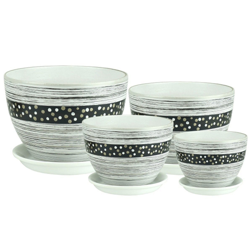 КАШПО САДЫ АУРИКИ ДИОР ВЕНЕЦИЯ КЕРАМИКА V-0,7Л;1,4Л;2,4Л;3,7Л КОМПЛ 4ШТ СЕРЫЙ