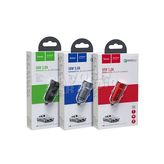 АЗУ 1USB HOCO Z32 Speed Up 3000mA металл QC3.0 чёрный