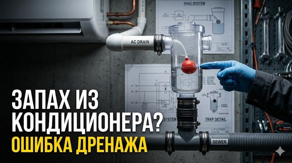 Почему из кондиционера пахнет канализацией: скрытая ошибка монтажа дренажа и выбор сифона Почему из кондиционера пахнет канализацией: скрытая ошибка монтажа дренажа и выбор сифона