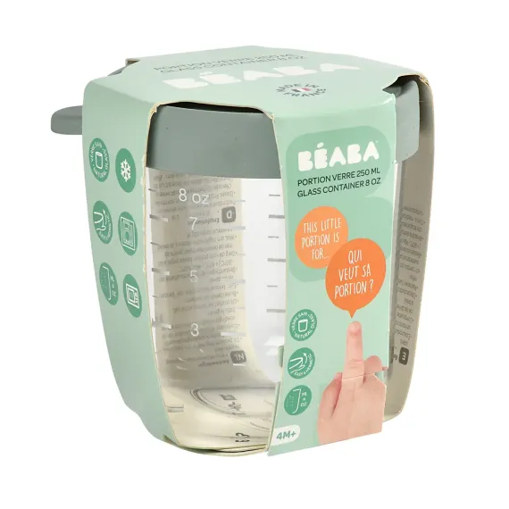 Стеклянный контейнер Beaba Glass Portion Jar 250 ml Eucalyptus