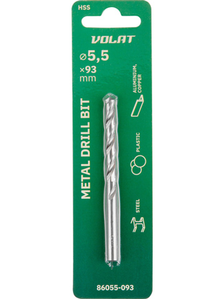 Сверло по металлу ц/х 5.5х57х93 мм HSS ВОЛАТ
