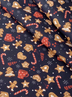 Ткань бязь плательная, рис. "Новогодние пряники", ширина 150 см, арт. 891