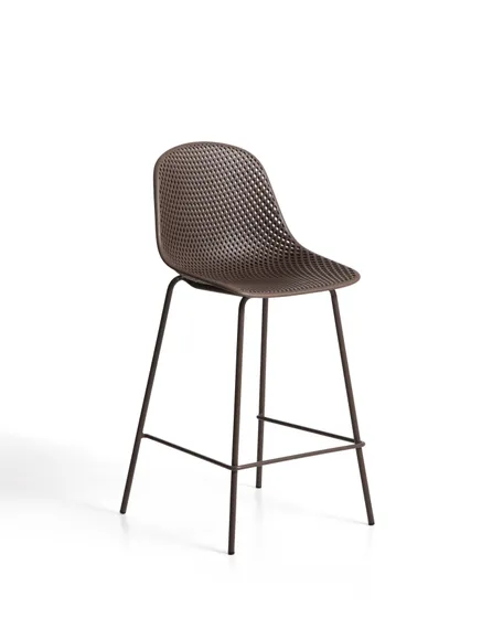 Уличный полубарный стул Quinby из коричневой стали и пластика 65 см