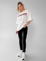 Футболка JN 5302 однотонная удлиненная с надписью Хорошие девочки