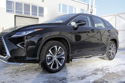 Пороги из нержавейки Lexus RX-350 (2015-2019) d76 труба с проступями