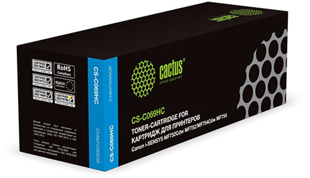 Картридж Cactus CS-C069HC (069H) голубой (5500стр.) для Canon i-Sensys MF752Cdw MF752/MF754Cdw MF754